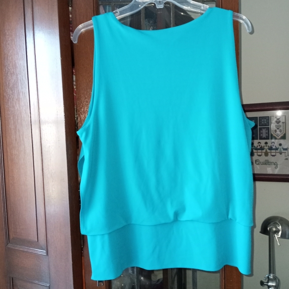 Alfani turquoise blue sleeveless side zip Blouse sz L  B1 - Picture 7 of 10